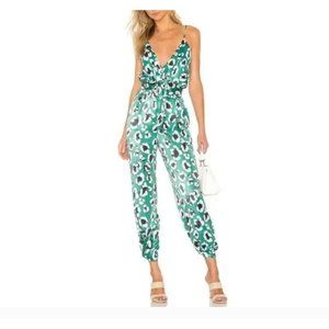 House of Harlow 1960 x Revolve Rudy Green Leopard Print Jumpsuit Small S Fall